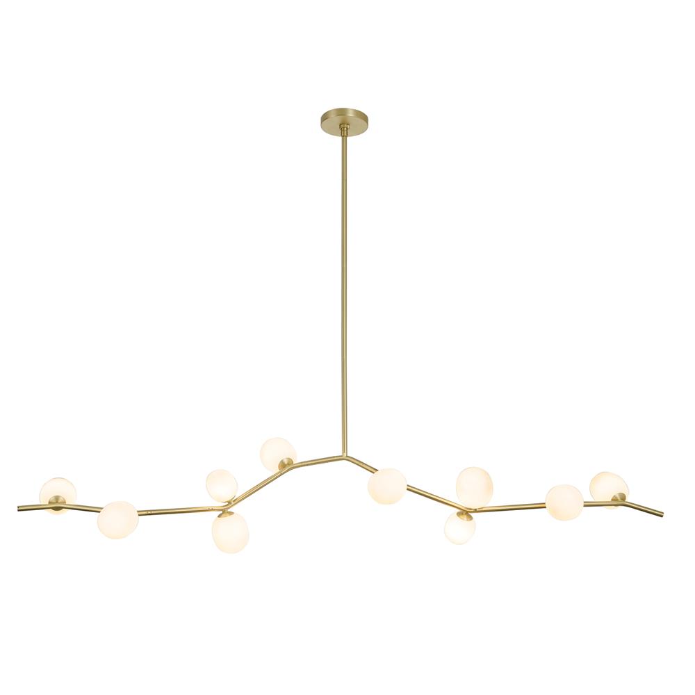 Avenue Lighting HF4810-WHT Hampton Collection Ten Light Chandelier in Brushed Brass With White Glass