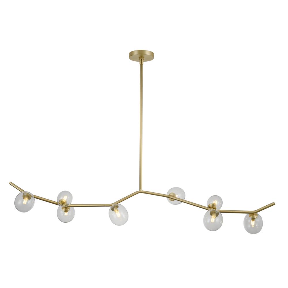 Avenue Lighting HF4808-CLR Hampton Collection Eight Light Chandelier in Brushed Brass With Clear Glass 