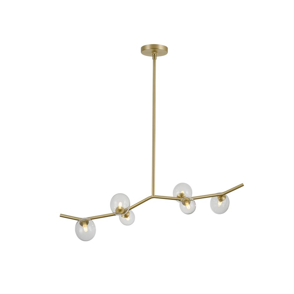 Avenue Lighting HF4806-CLR Hampton Collection Six Light Chandelier  in Brushed Brass With Clear Glass 