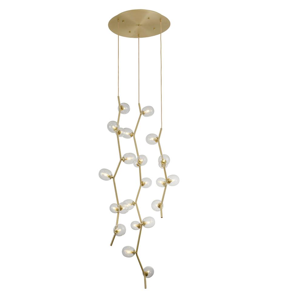 Avenue Lighting HF4824-CLR Hampton Collection  flush Mount Pendant Cluster in Brushed Brass With Clear Glass 