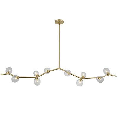 Avenue Lighting HF4810-CLR Hampton Collection Ten Light Chandelier in Brushed Brass With Clear Glass