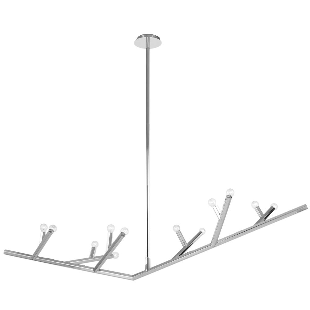 Avenue Lighting HF8812-PN The Oaks Collection Polished Nickel Linear 12 Light Fixture Linear Fixture in Black