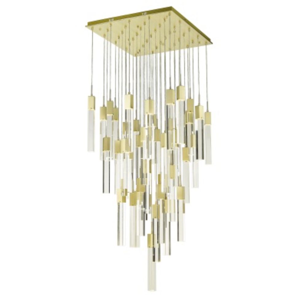 Avenue Lighting HF1903-41-GL-BB-C The Original Glacier Avenue Collection Brushed Brass 41 Light Pendant Fixture With Clear Crystal Flush Mount Pendants in Brushed Brass