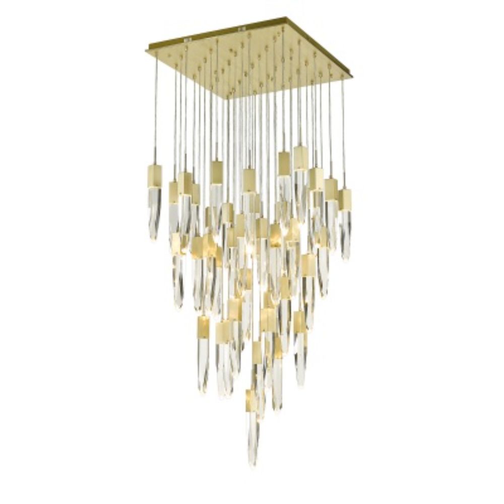 Avenue Lighting HF1903-41-AP-BB-C The Original Aspen Collection Brushed Brass 41 Light Pendant Fixture With Clear Crystal Flush Mount Pendants in Brushed Brass
