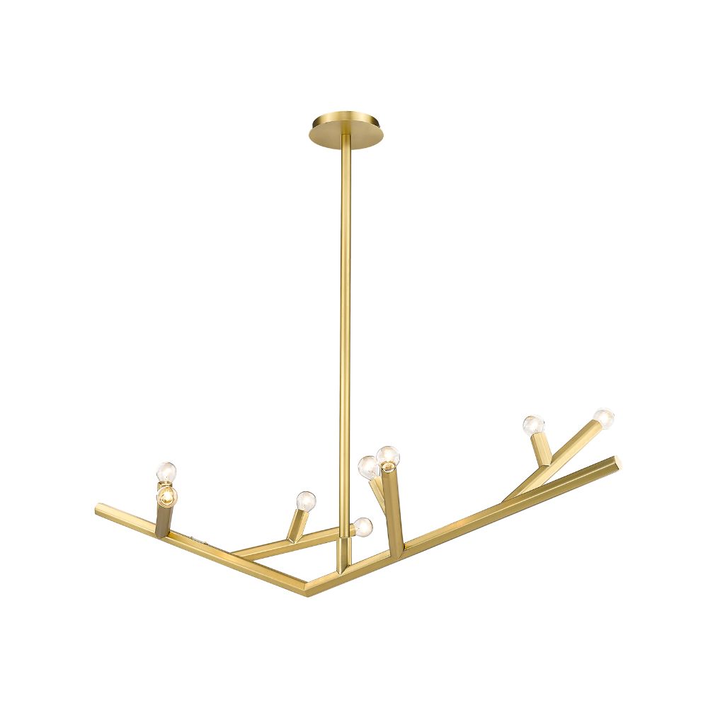 Avenue Lighting HF8888-BB The Oaks Collection Brushed Brass Linear 8 Light Fixture Linear Fixture in Black