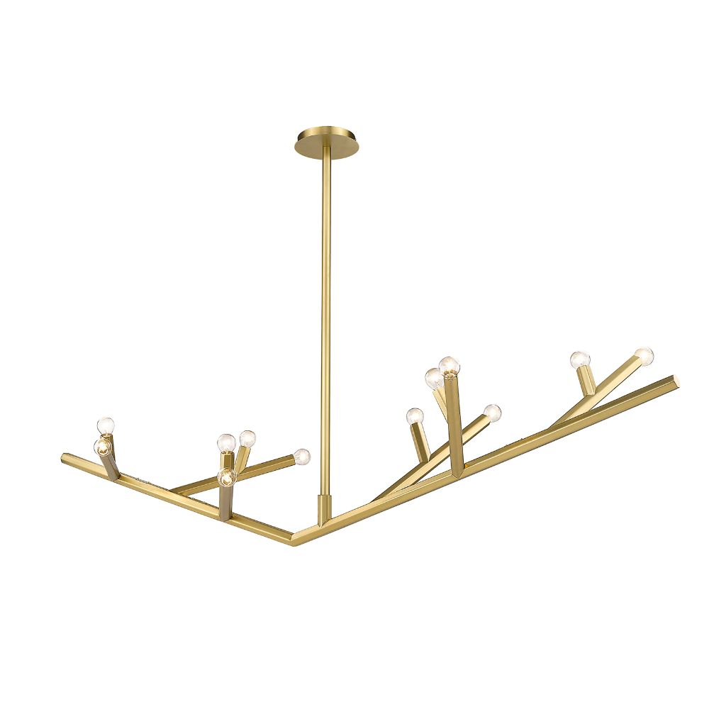 Avenue Lighting HF8812-BB The Oaks Collection Brushed Brass Linear 12 Light Fixture Linear Fixture in Black