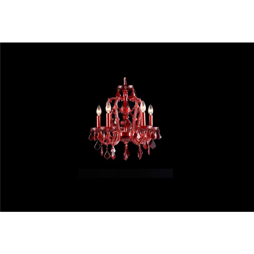 Avenue Lighting HF1037-RED Crimson Blvd. Collection Red 5 Light Mini Crystal Chandelier