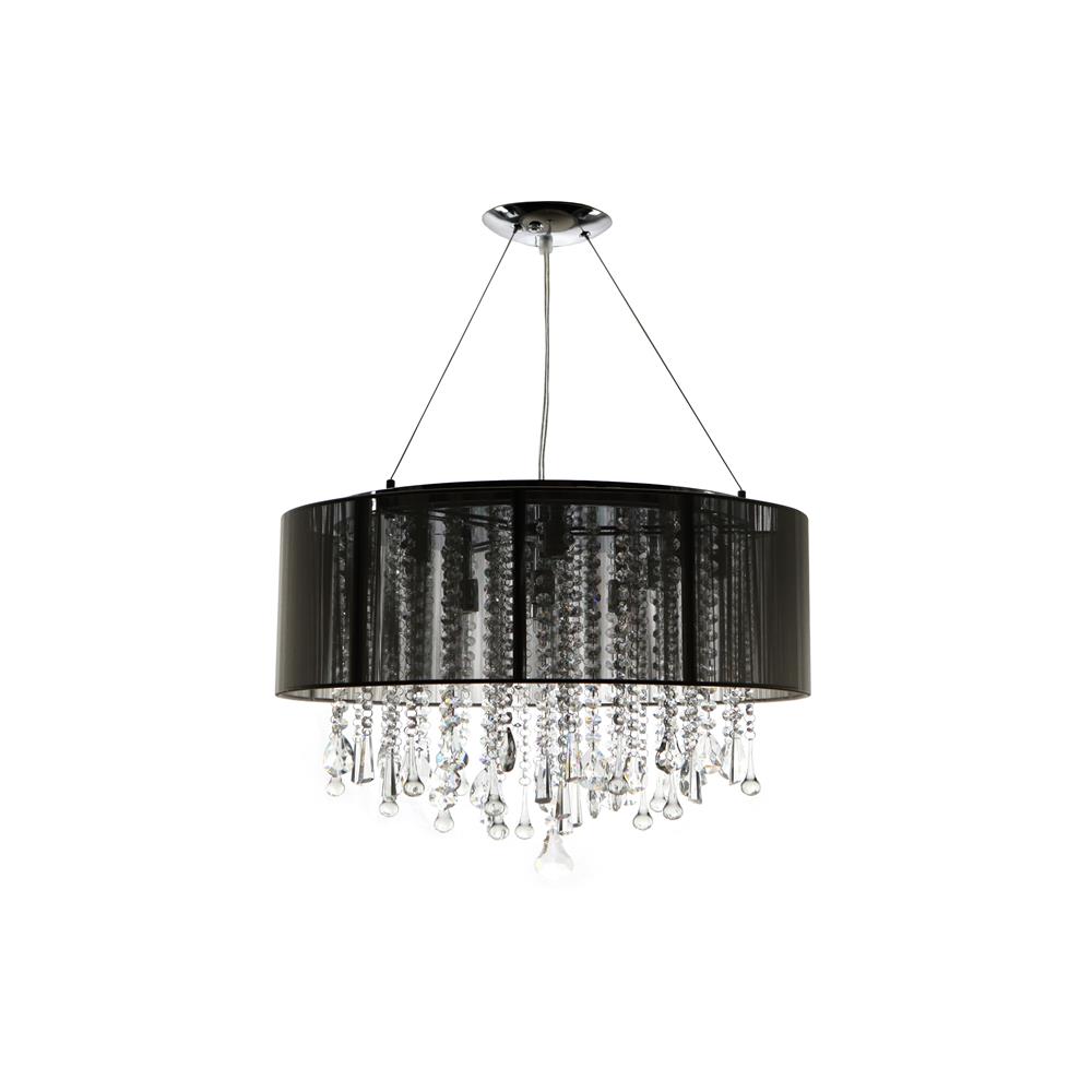 Avenue Lighting HF1500-BLK Beverly Dr. Collection Round Black Silk String Shade And Crystal Dual Mount
