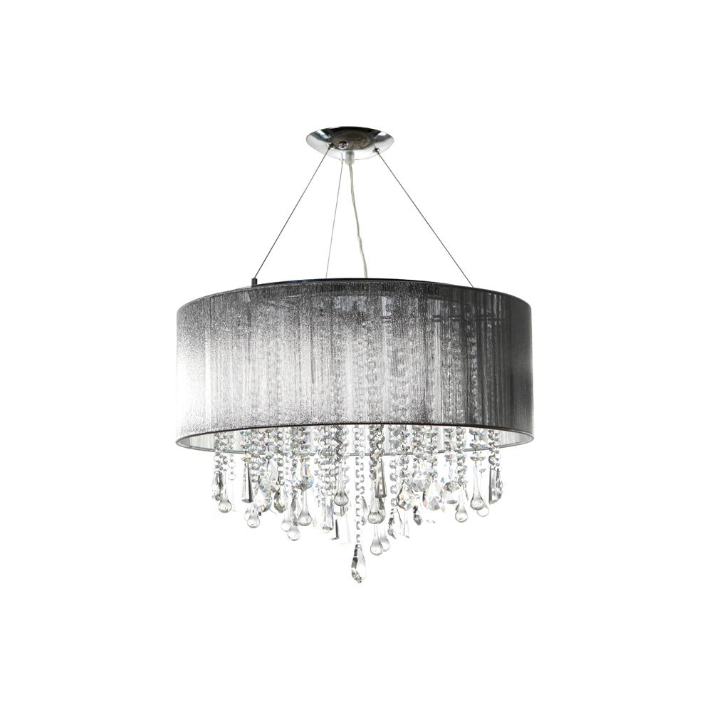 Avenue Lighting HF1500-SLV Beverly Dr. Collection Round Silver Silk String Shade And Crystal Dual Mount