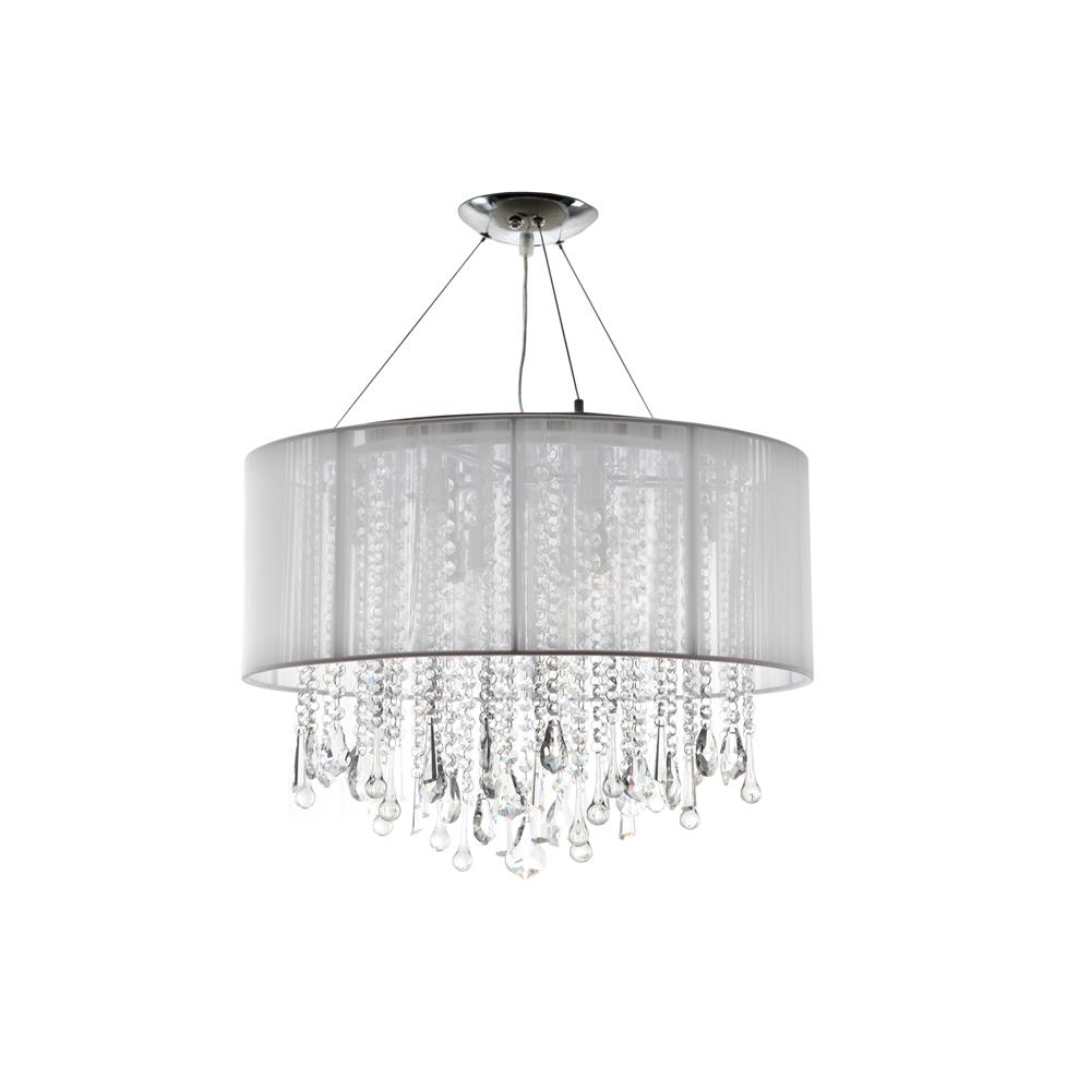 Avenue Lighting HF1500-WHT Beverly Dr. Collection Round White Silk String Shade And Crystal Dual Mount