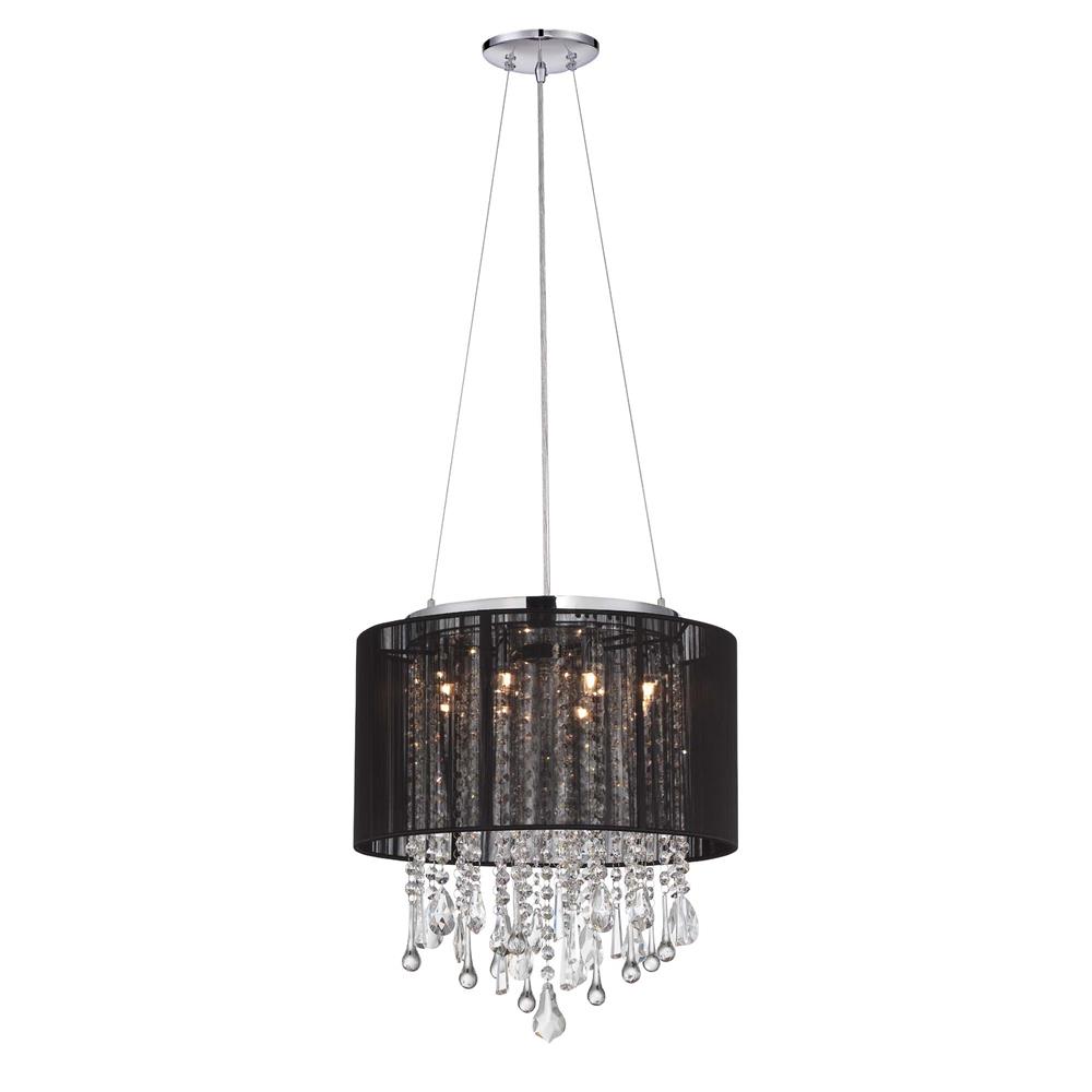 Avenue Lighting HF1501BLK Beverly Dr. Collection Round Black Silk String Shade And Crystal Dual Mount