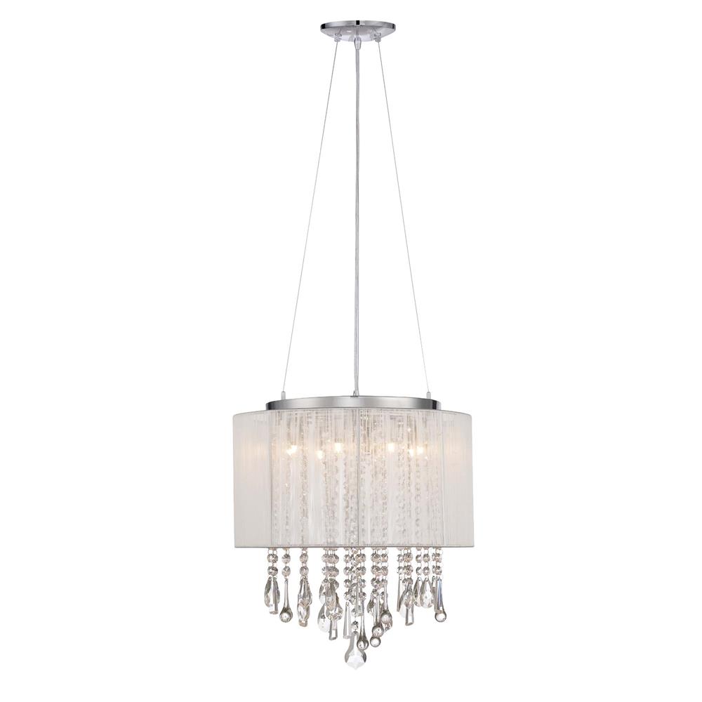 Avenue Lighting HF1501-WHT Beverly Dr. Collection Round White Silk String Shade And Crystal Dual Mount