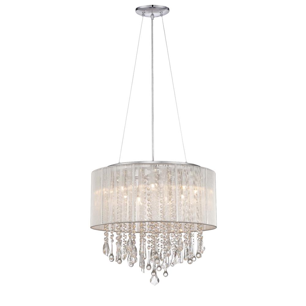 Avenue Lighting HF1502-SLV Beverly Dr. Collection Round Silver Silk String Shade And Crystal Dual Mount