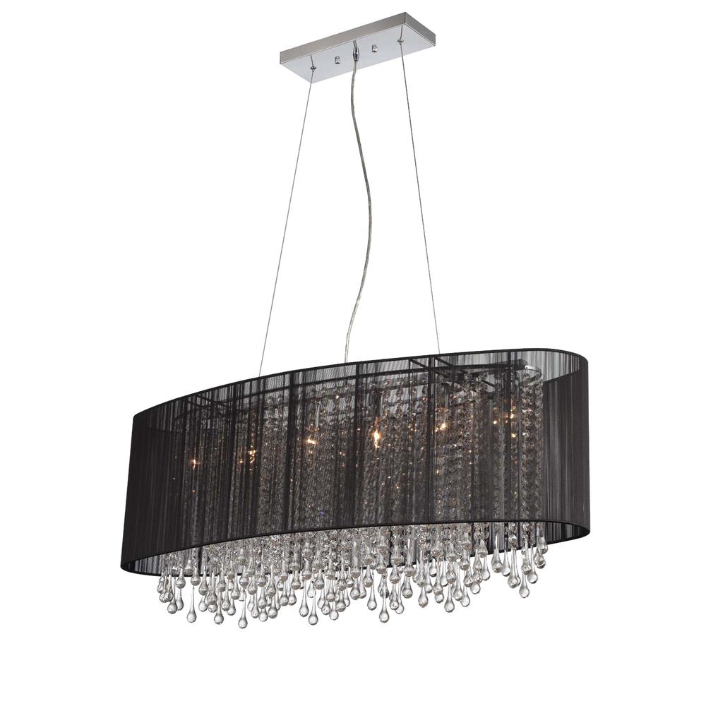 Avenue Lighting HF1503-BLK Beverly Dr. Collection Oval Black Silk String Shade And Crystal Dual Mount