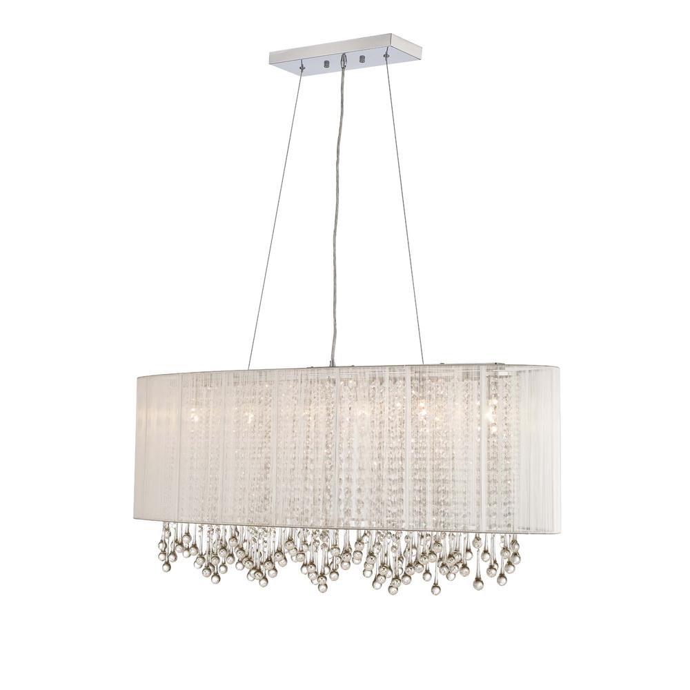 Avenue Lighting HF1503-SLV Beverly Dr. Collection Oval Silver Silk String Shade And Crystal Dual Mount