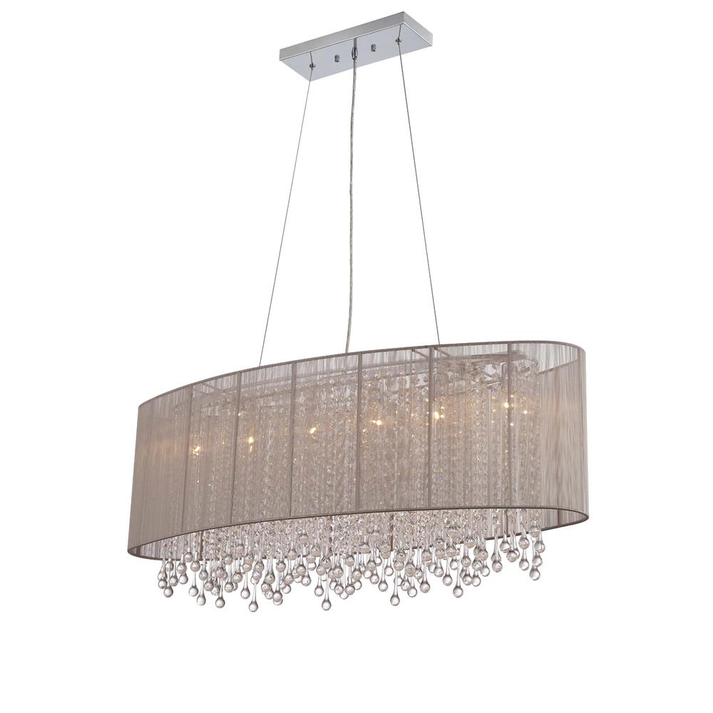 Avenue Lighting HF1503-TP Beverly Dr. Collection Oval Taupe Silk String Shade And Crystal Dual Mount