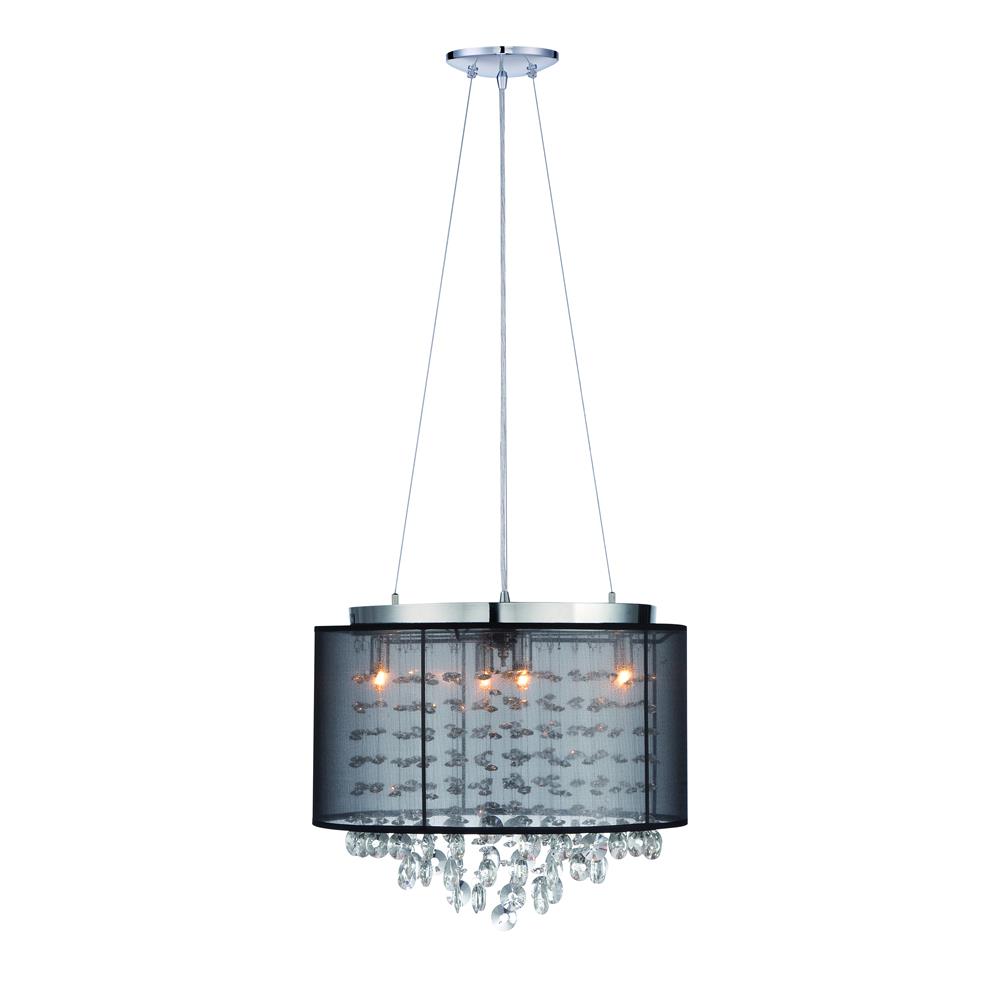 Avenue Lighting HF1504-BLK Riverside Dr. Collection Round Black Organza Silk Shade And Crystal Dual Mount