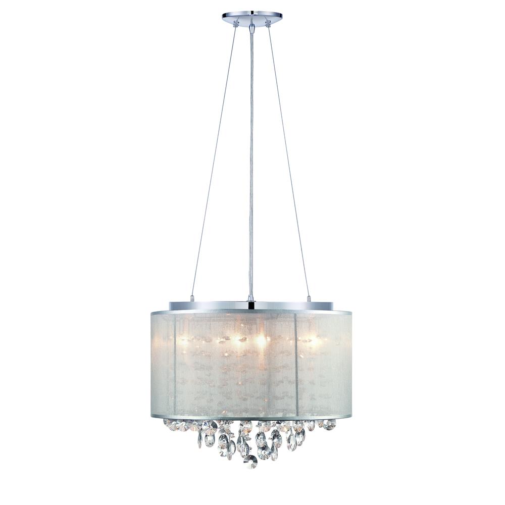 Avenue Lighting HF1504-SLV Riverside Dr. Collection Round Silver Organza Silk Shade And Crystal Dual Mount