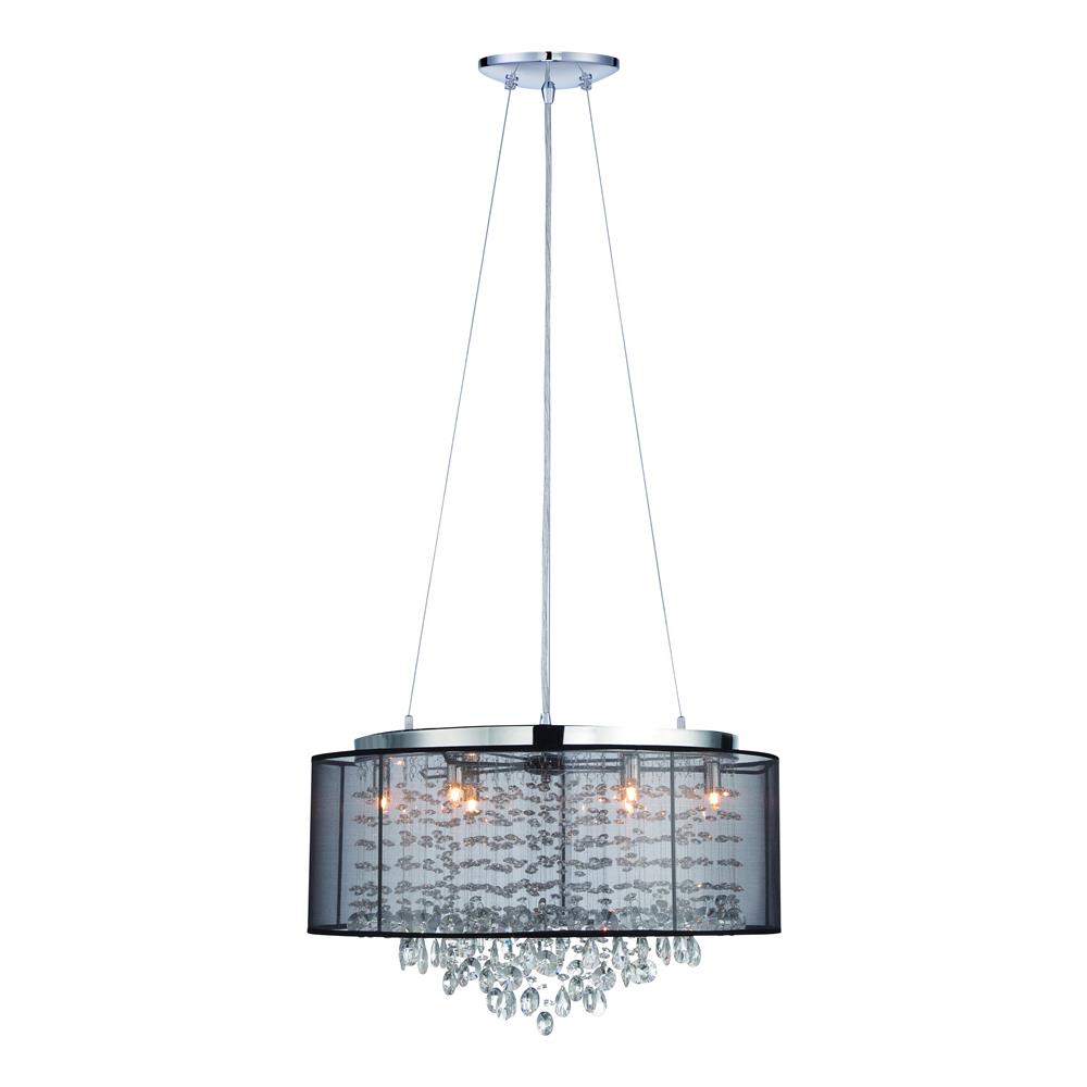 Avenue Lighting HF1505-BLK Riverside Dr. Collection Round Black Organza Silk Shade And Crystal Dual Mount