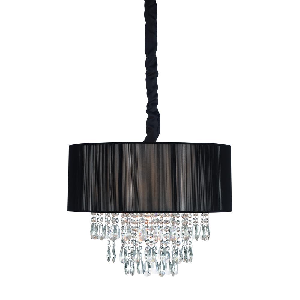 Avenue Lighting HF1506-BLK Vineland Ave. Collection Black Lined Silk String Shade And Crystal Hanging Fixture