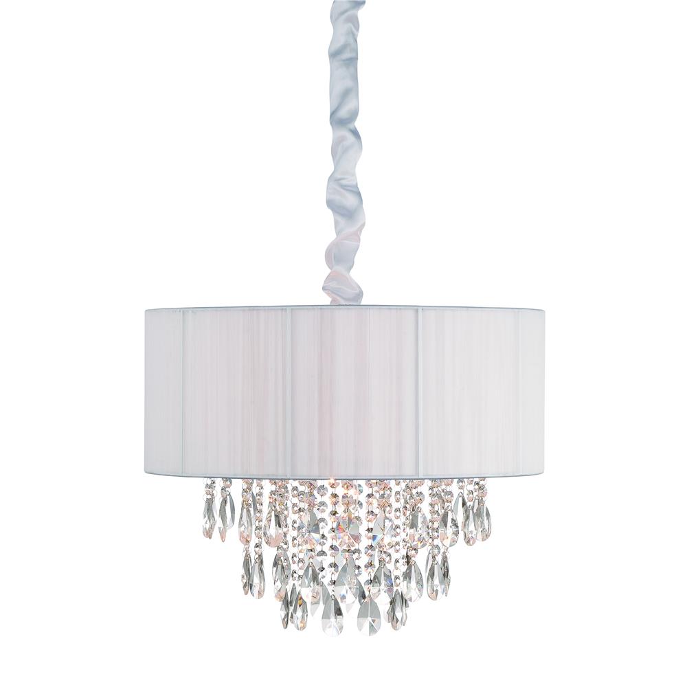Avenue Lighting HF1506-WHT Vineland Ave. Collection White Lined Silk String Shade And Crystal Hanging Fixture