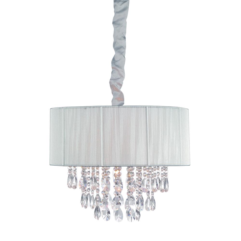 Avenue Lighting HF1506-SLV Vineland Ave. Collection Silver Lined Silk String Shade And Crystal Hanging Fixture