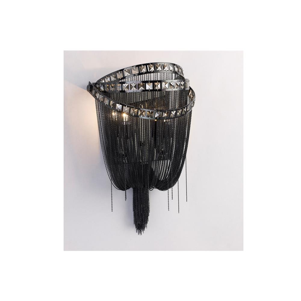 Avenue Lighting HF1607-BLK Wilshire Blvd. Collection Black Chrome Chain And Smoke Crystal Wall Sconce
