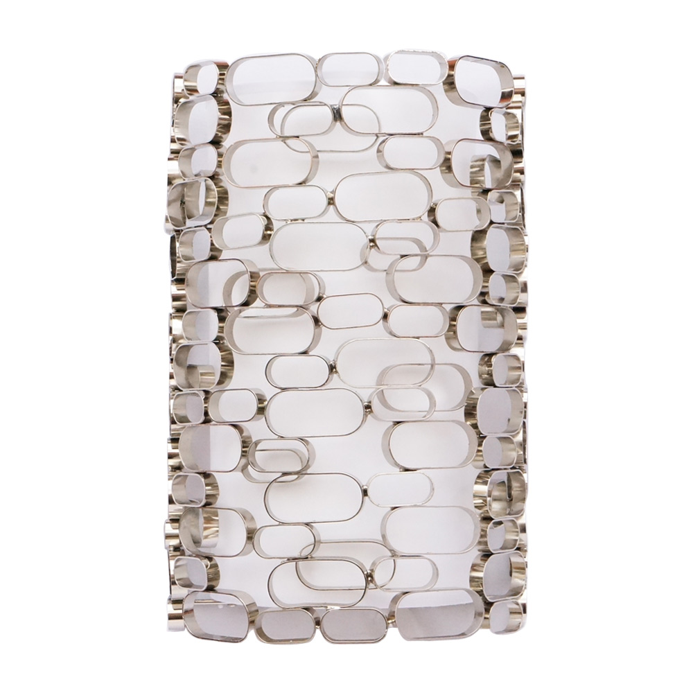 Avenue Lighting HF1705-PN Ventura Blvd. Collection Collection Polish Nickel Oval Pattern / White Slik Shade Wall Sconce