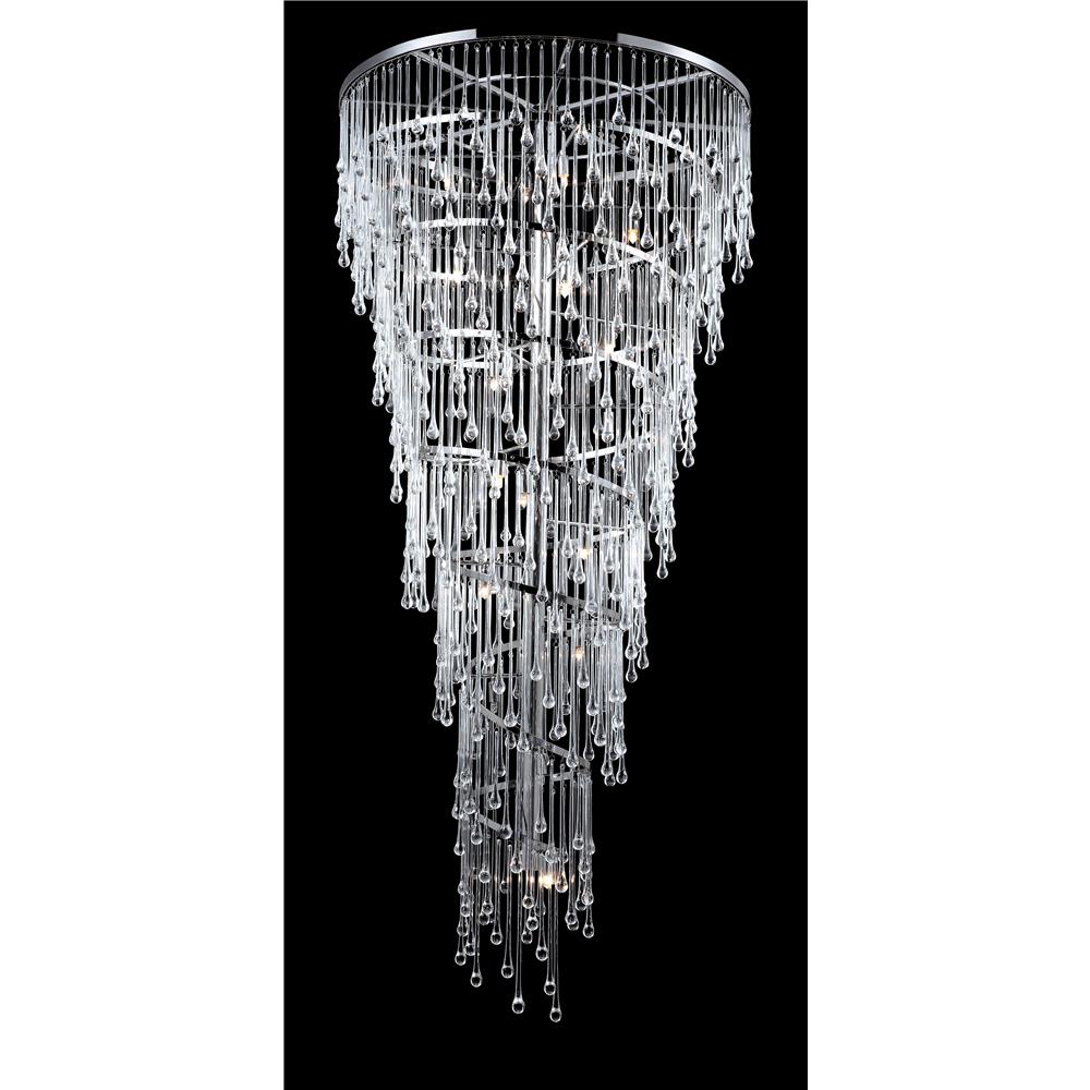 Avenue Lighting HF1805-PN Hollywood Blvd. Collection Polished Nickel And Tear Drop Crystal Large Hanging Fixture
