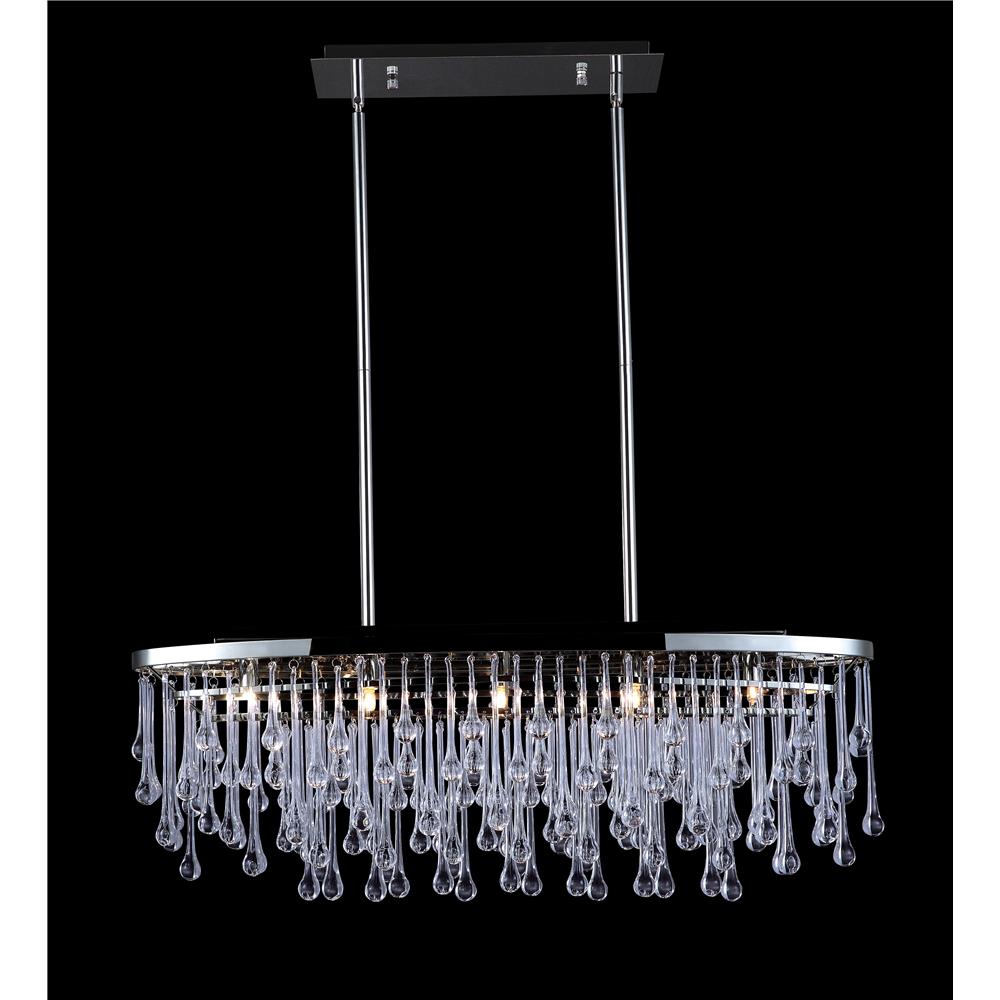 Avenue Lighting HF1806-PN Hollywood Blvd. Collection Polished Nickel And Tear Drop Crsytal Oval Hanging Fixture