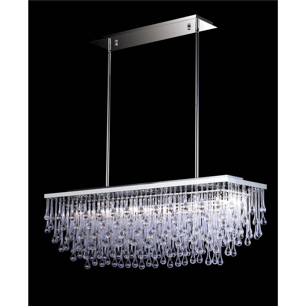 Avenue Lighting HF1807-PN Hollywood Blvd. Collection Polished Nickel And Tear Drop Crystal Rectangle Hanging Fixture