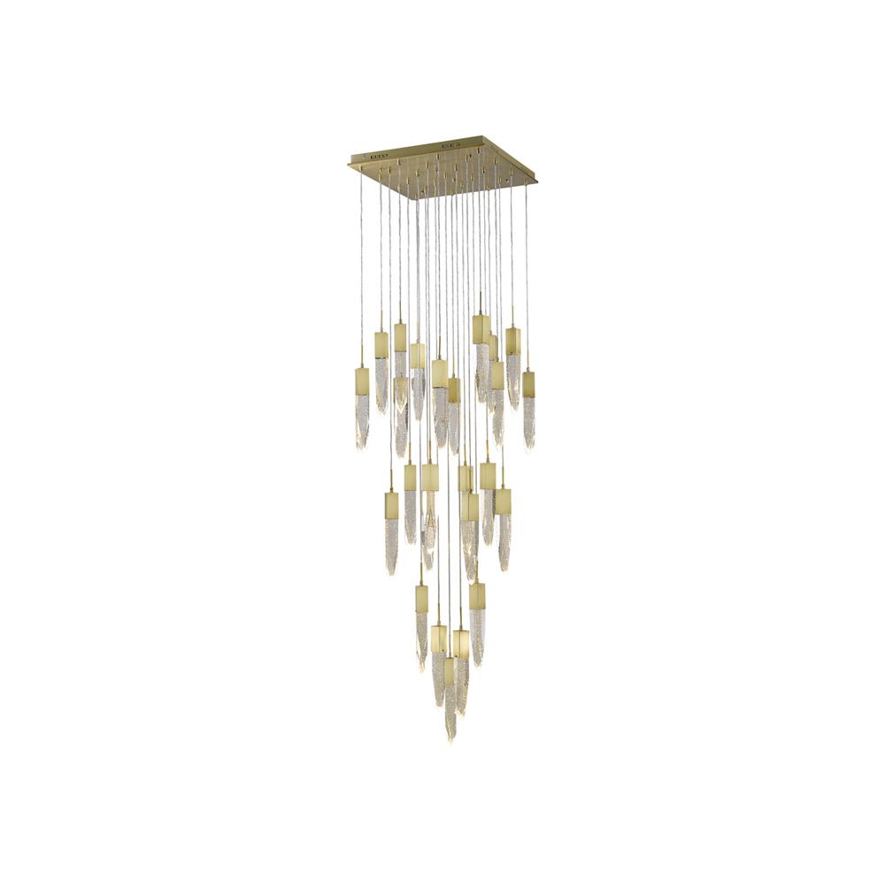 Avenue Lighting HF1904-25-AP-BB-C The Original Aspen 25 Light Pendant Fixture with Clear Crystal in Brushed Brass