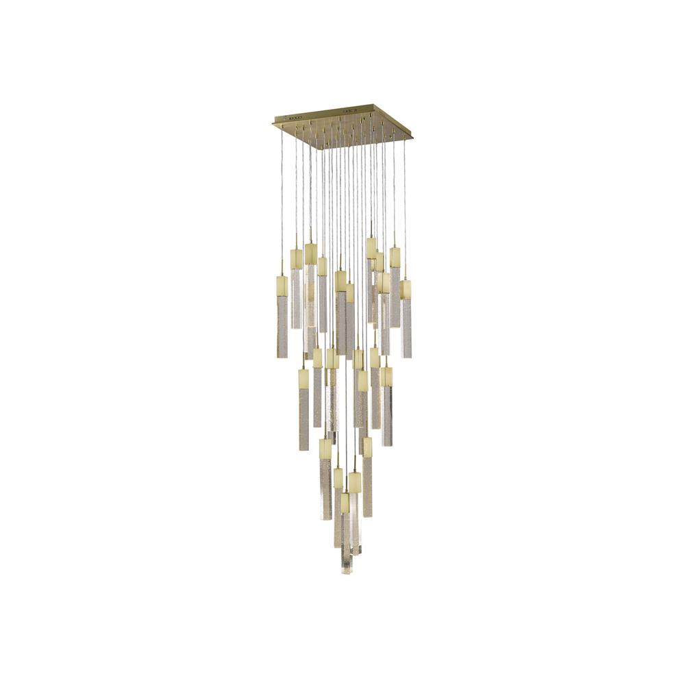 Avenue Lighting HF1904-25-GL-BB-C The Original Glacier Avenue 25 Light Pendant Fixture with Clear Crystal in Brushed Brass