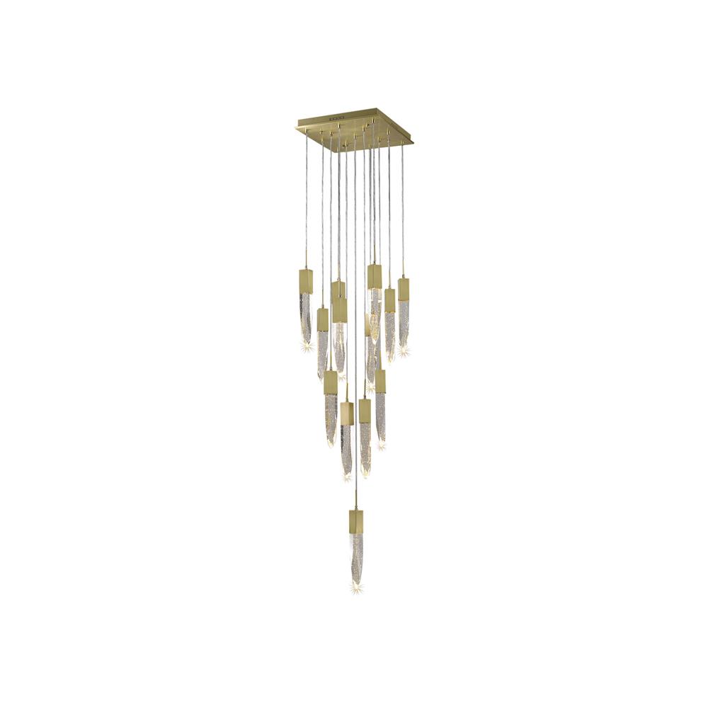 Avenue Lighting HF1905-13-AP-BB-C The Original Aspen 13 Light Pendant Fixture with Clear Crystal in Brushed Brass
