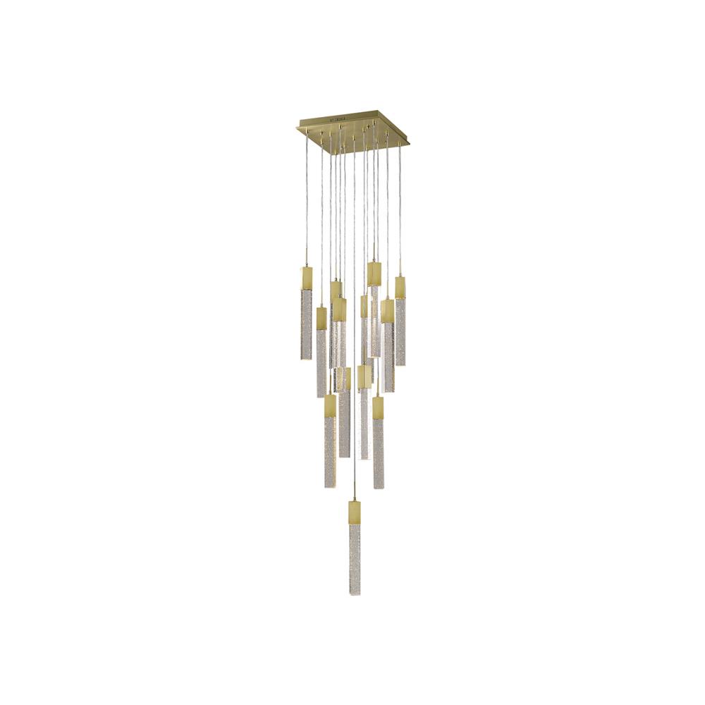 Avenue Lighting HF1905-13-GL-BB-C The Original Glacier Avenue 13 Light Pendant Fixture with Clear Crystal in Brushed Brass