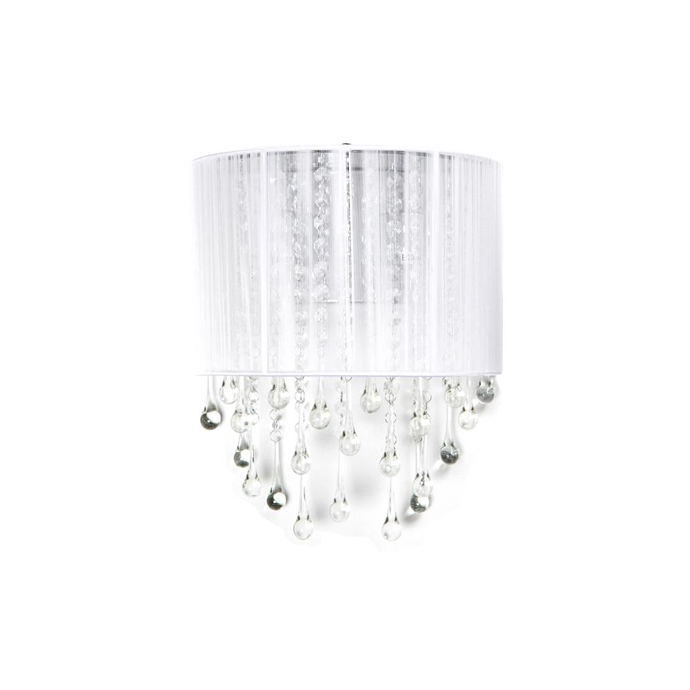Avenue Lighting HF1511-WHT Beverly Drive Collection White Silk String And Crystal Wal Sconce