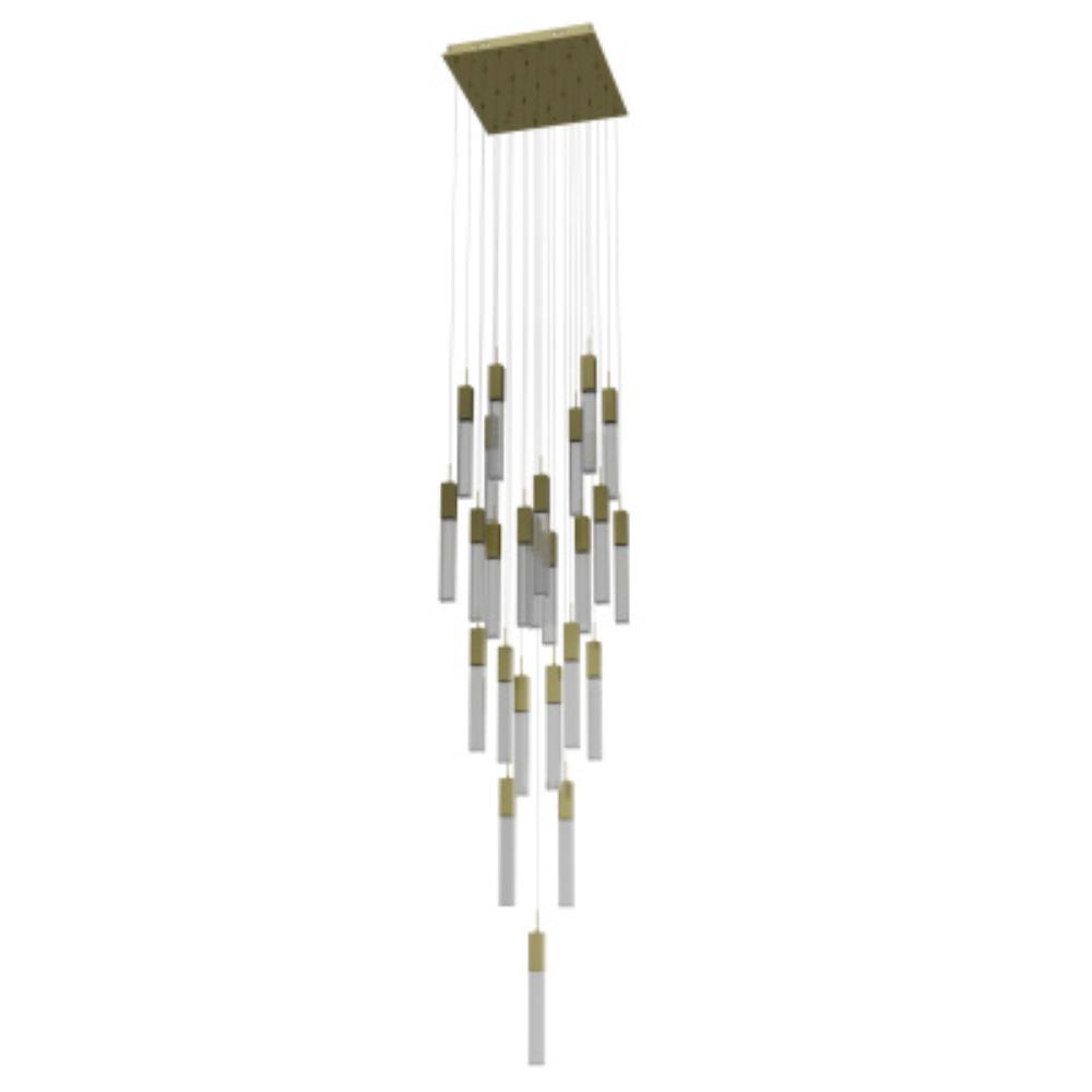 Avenue Lighting HF1904-25-GL-BB-SNW The Original Glacier Snow Avenue Collection Brushed Brass 25 Light Pendant Fixture