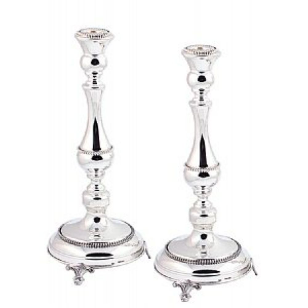Sterling Silver Large Candle Stick - Beads
