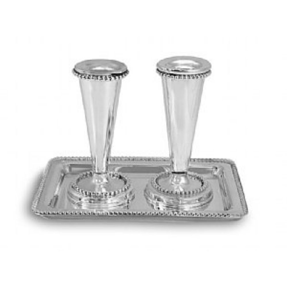 Sterling Silver Candlesticks Set with Tray