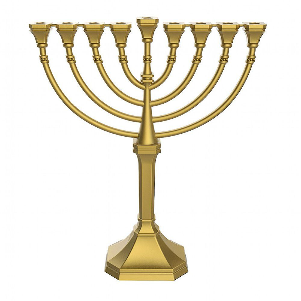 Satin Gold Traditional Classic Hanukkah Menorah