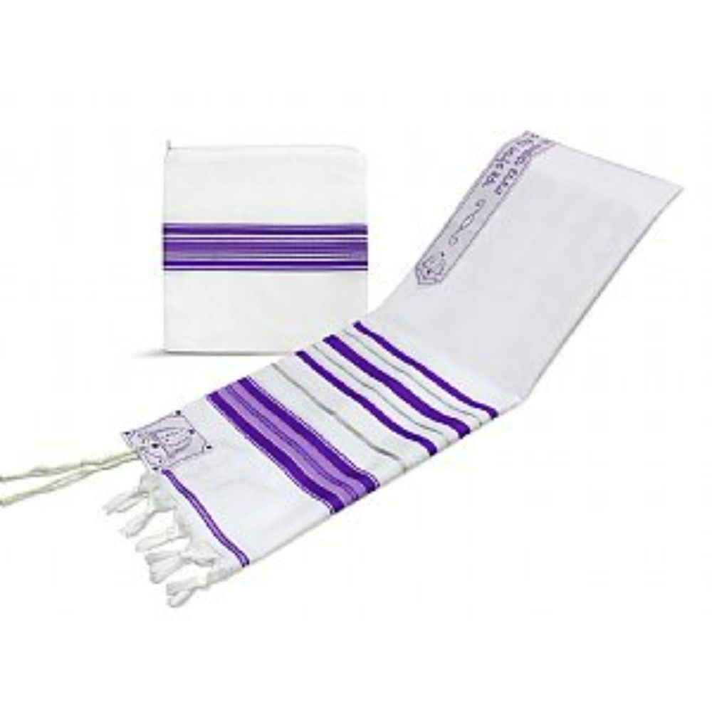Elegant Acrylic Tallit Set - Purple / Silver