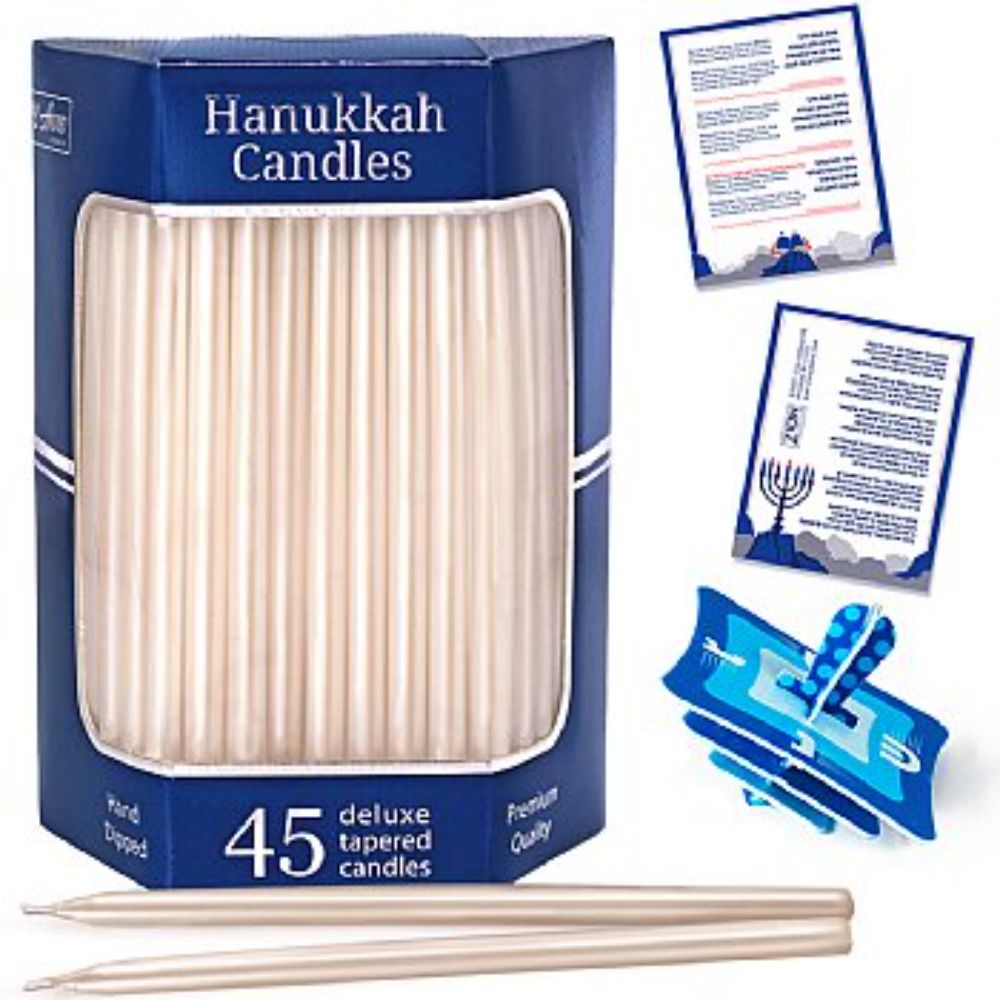 Deluxe Premium Tapered White Pearl Hanukkah Candles