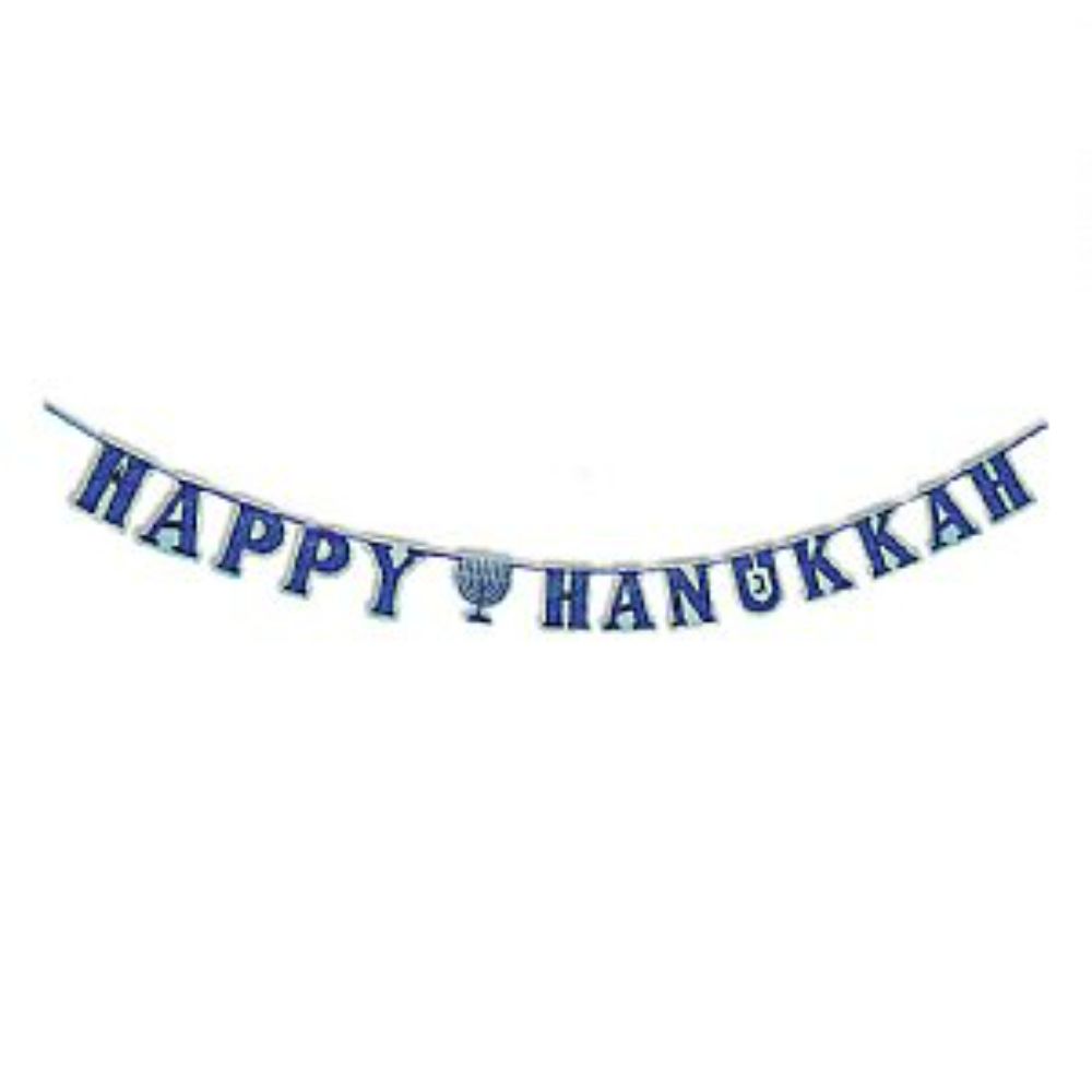 Happy Hanukkah Holographic Letter Banner on Ribbon 75