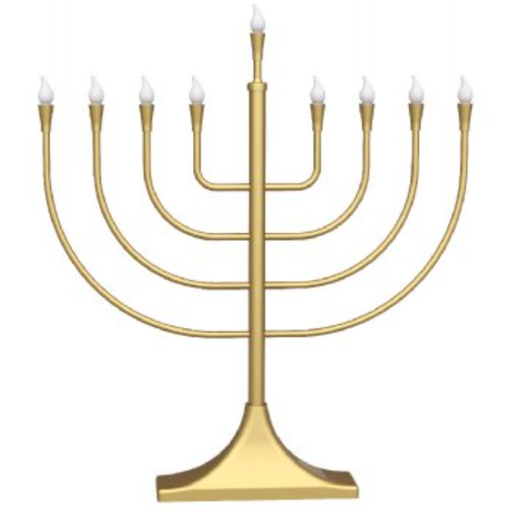 Large Display LED Electric Menorah Traditional Round Shape - GOLD