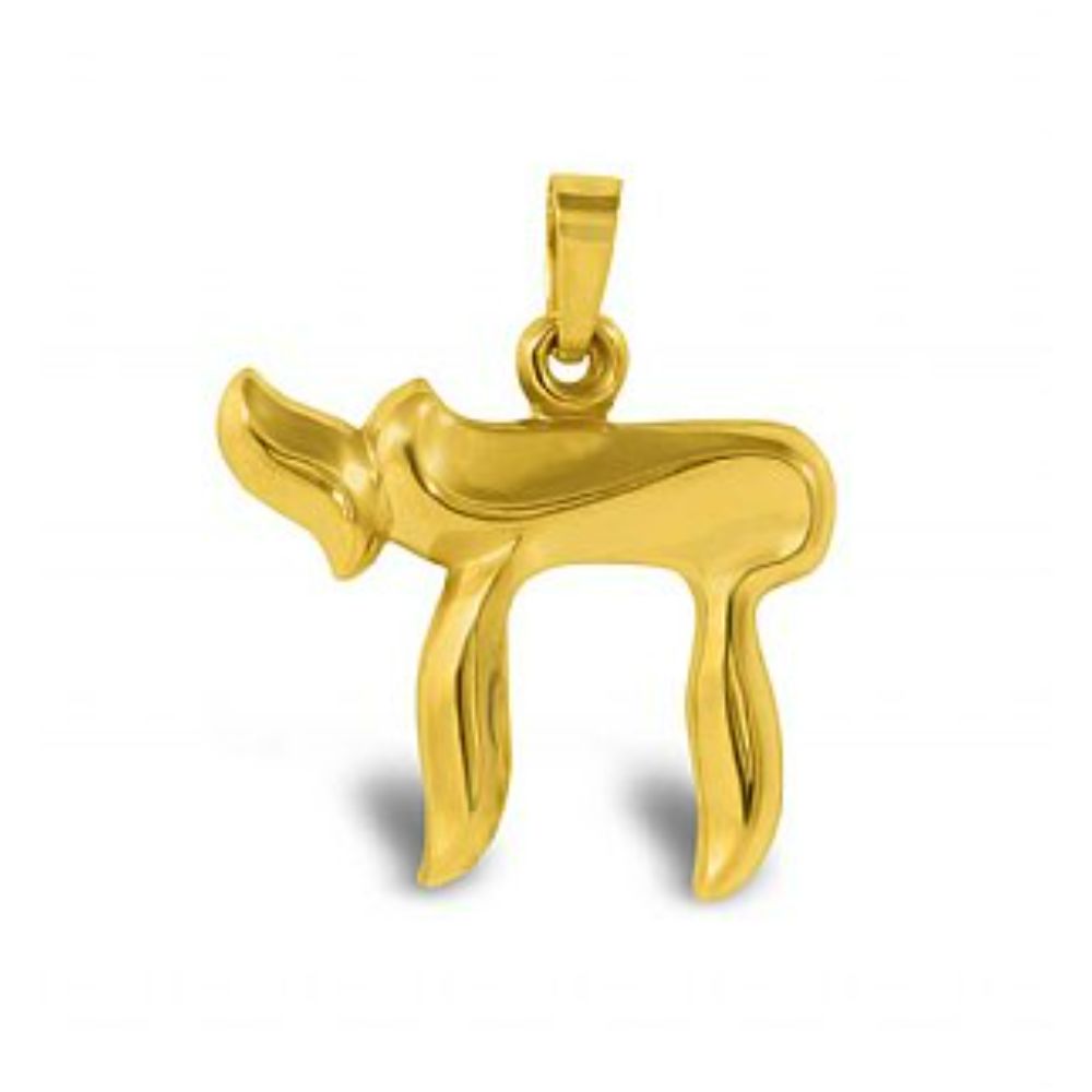 14K Gold Chai Pendant - Crafted 3D Style
