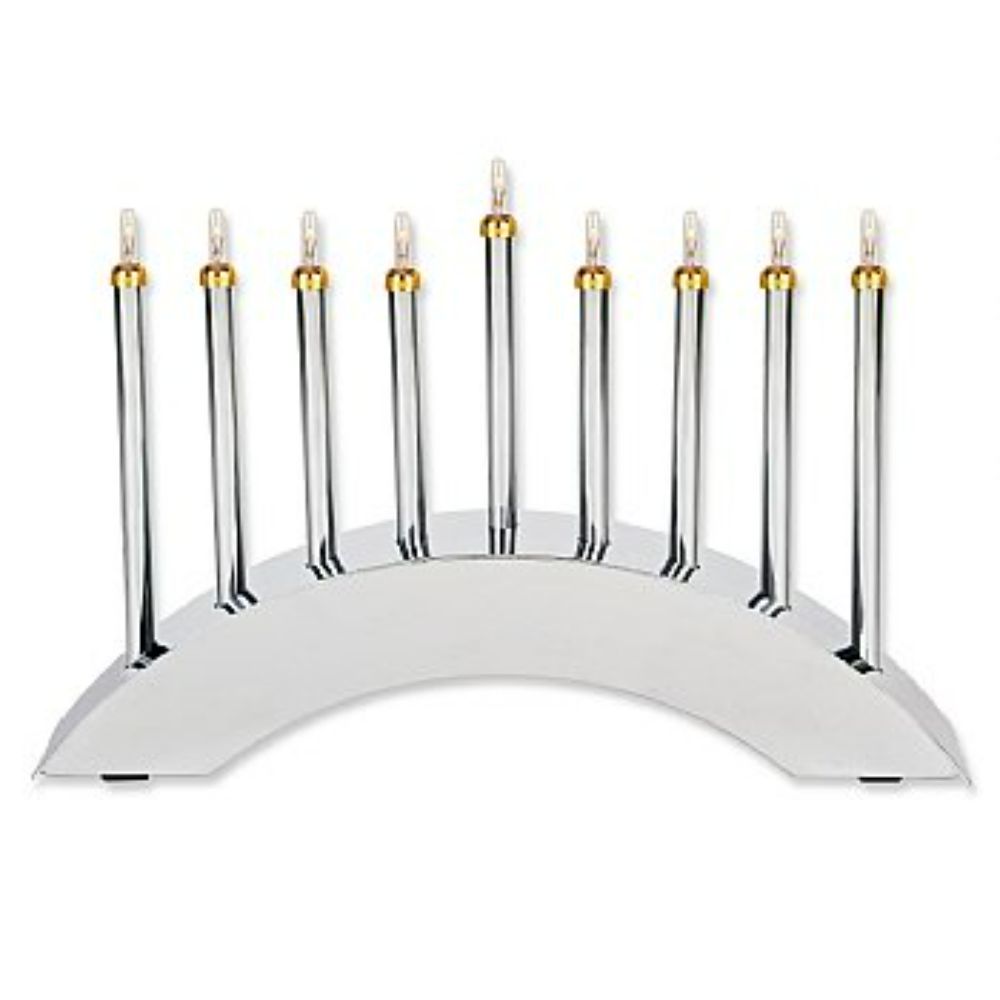 Contemporary Highly Polished Chrome Plated Low Voltage Menorah