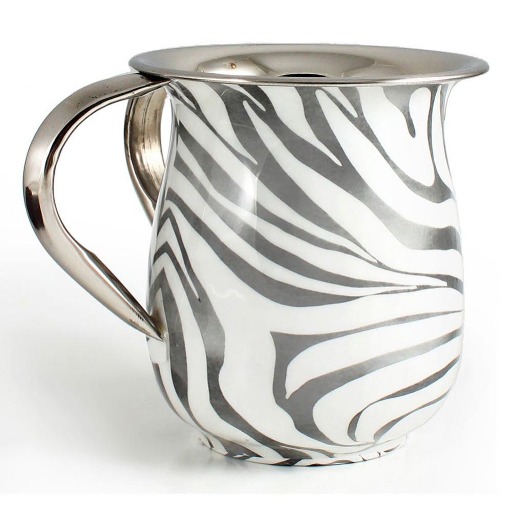 Stainless Steel Wash Cup with Enamel Decal Decor - Silver