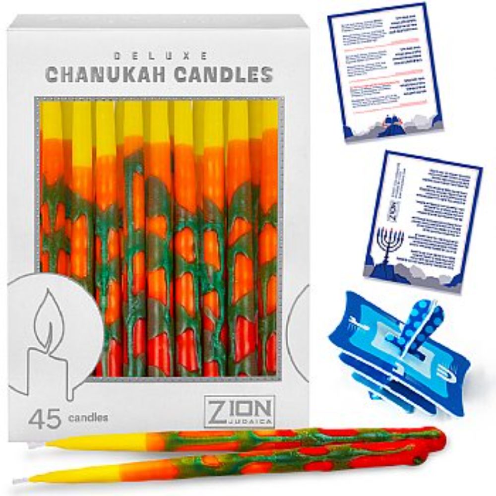 Deluxe Hanukkah Candles Blaze of Fire - Box of 45