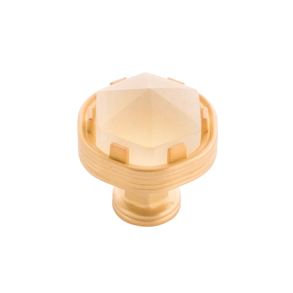 Belwith-Keeler B076304GF-BGB Chrysalis Collection Knob 1-3/16" Diameter Brushed Golden Brass With Frosted Glass Finish