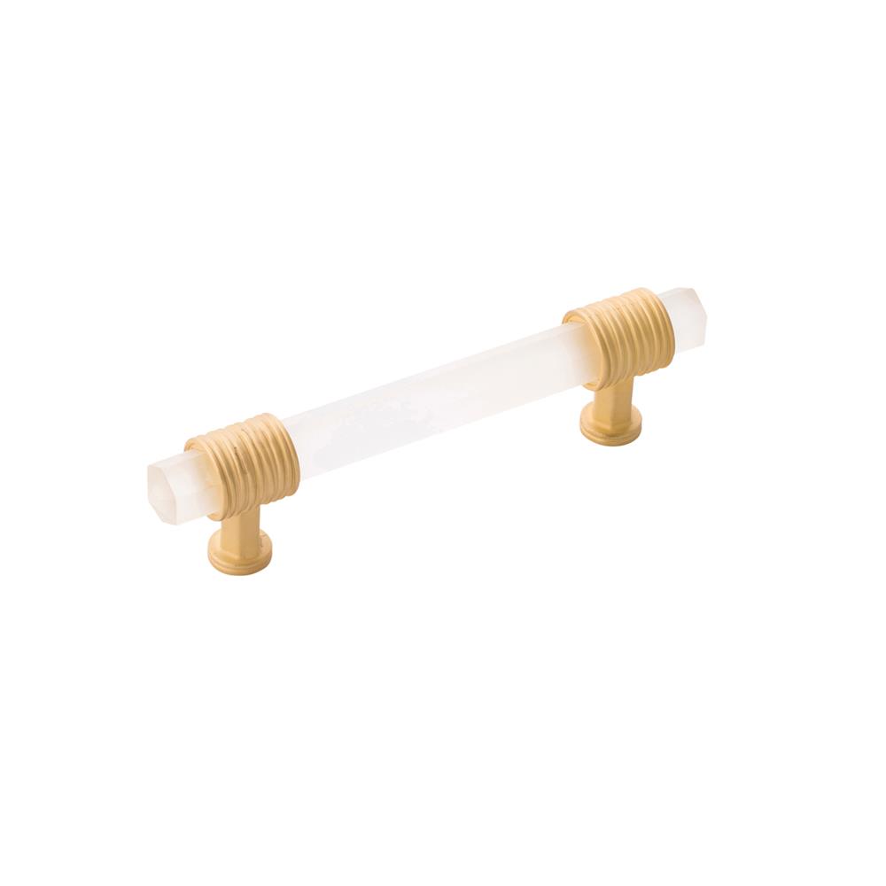 Belwith-Keeler B076306GF-BGB Chrysalis Collection Pull 3-3/4 Inch (96mm) Center to Center Brushed Golden Brass With Frosted Glass Finish